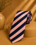 Cravatta Frangi Uomo Vintage Righe Rosa Blu Made in Italy Elegante (CR002)