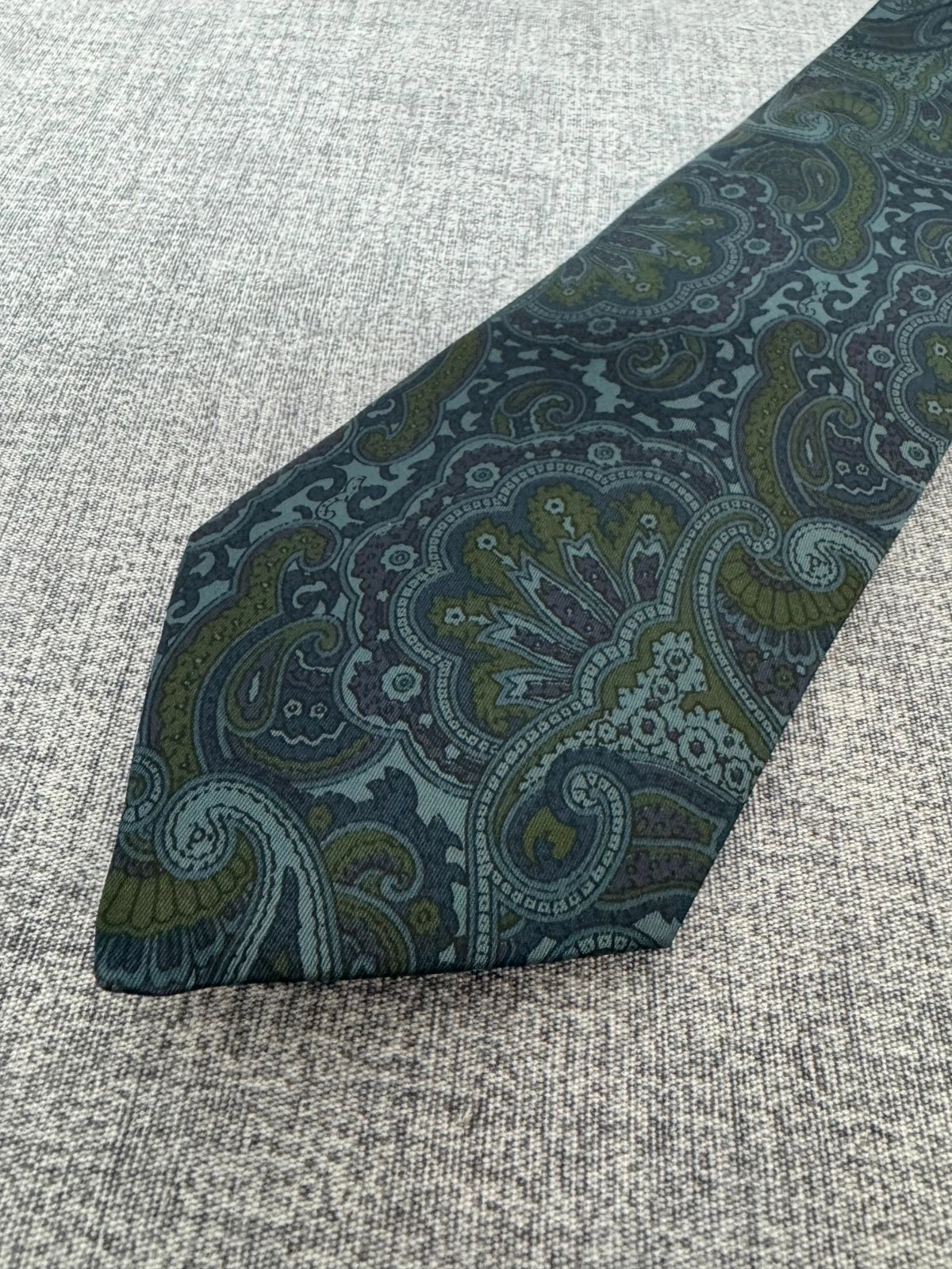 Cravatta Bolzonni Paisley Blu Verde Vintage Elegante Made in Italy (CR010)