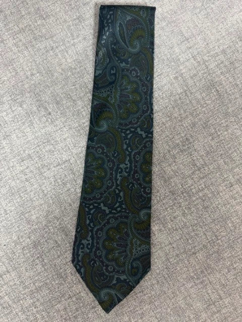 Cravatta Bolzonni Paisley Blu Verde Vintage Elegante Made in Italy (CR010)