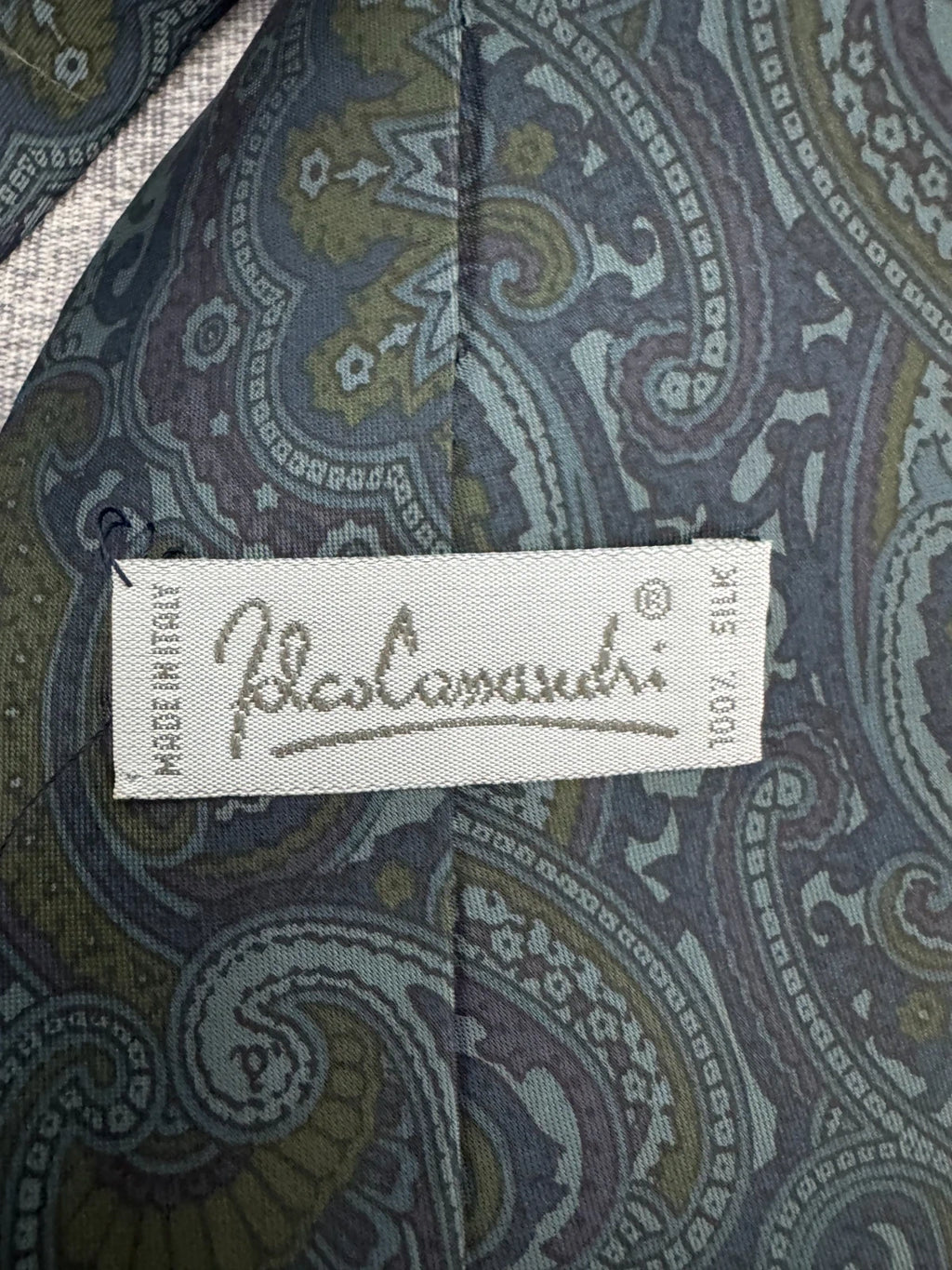 Cravatta Bolzonni Paisley Blu Verde Vintage Elegante Made in Italy (CR010)