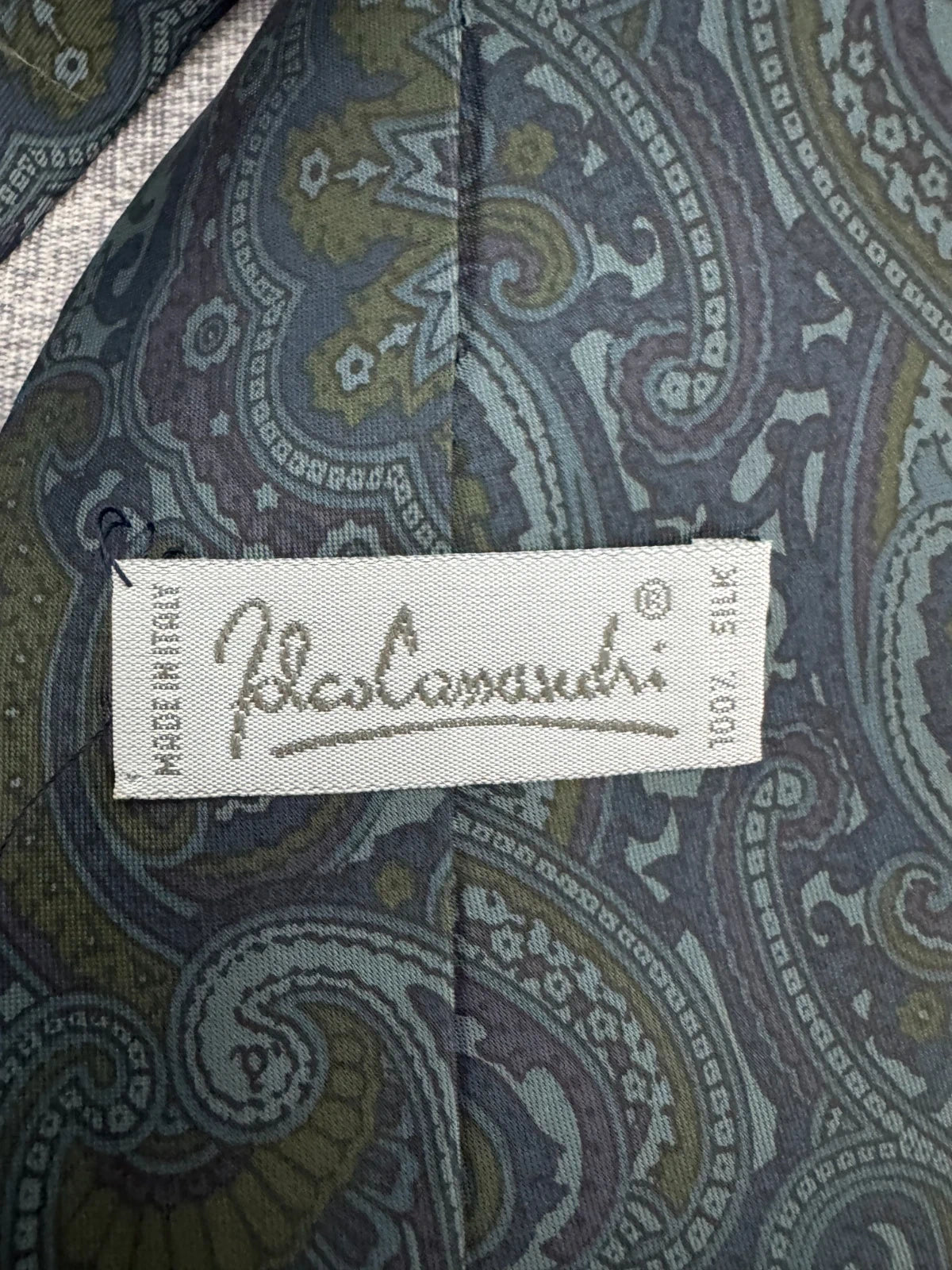 Cravatta Bolzonni Paisley Blu Verde Vintage Elegante Made in Italy (CR010)
