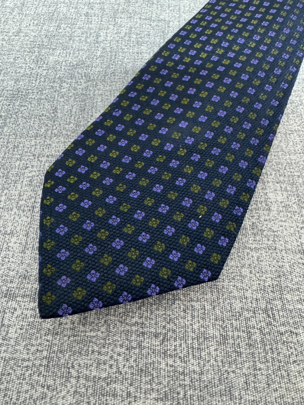Cravatta Holliday & Brown London Blu Pois Viola Verde Made England (CR014)
