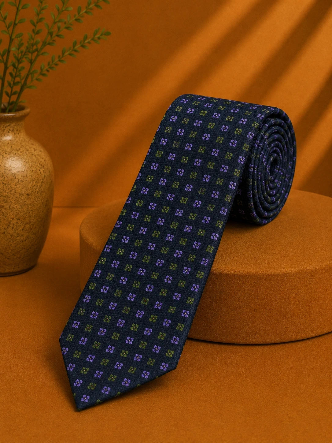 Cravatta Holliday & Brown London Blu Pois Viola Verde Made England (CR014)