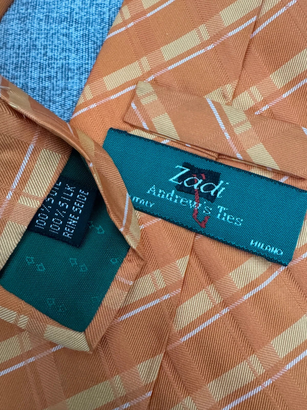 Cravatta Zodi Andrew’s Ties Arancione Quadri 100% Seta Made Italy (CR015)