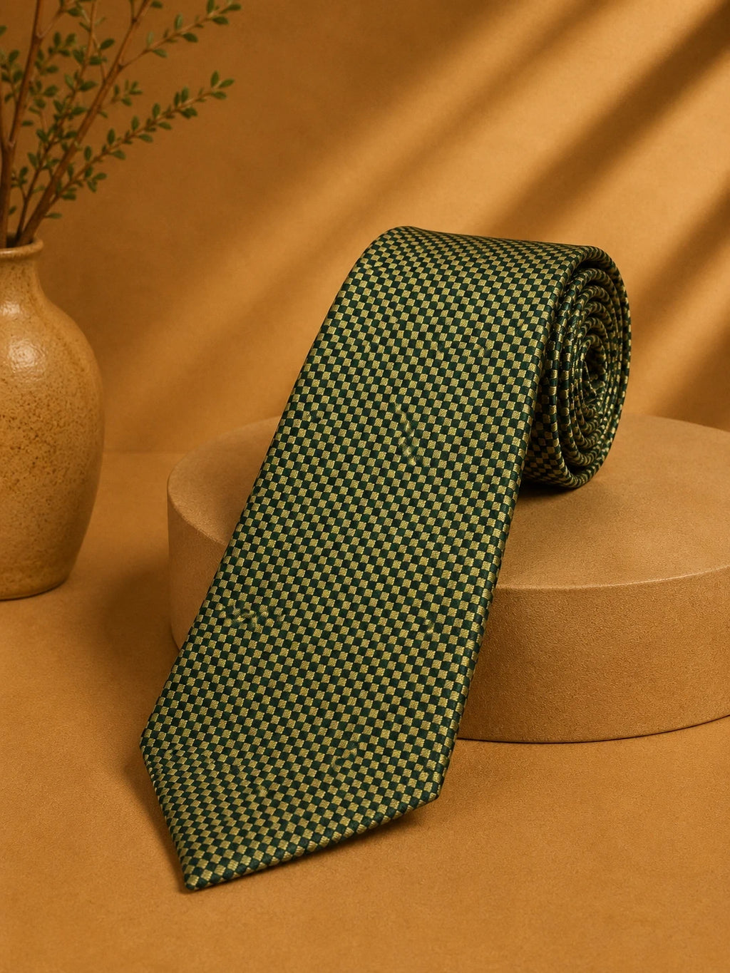 Cravatta Zanolini Verde Oliva Microfantasia Elegante Made in Italy (CR016)