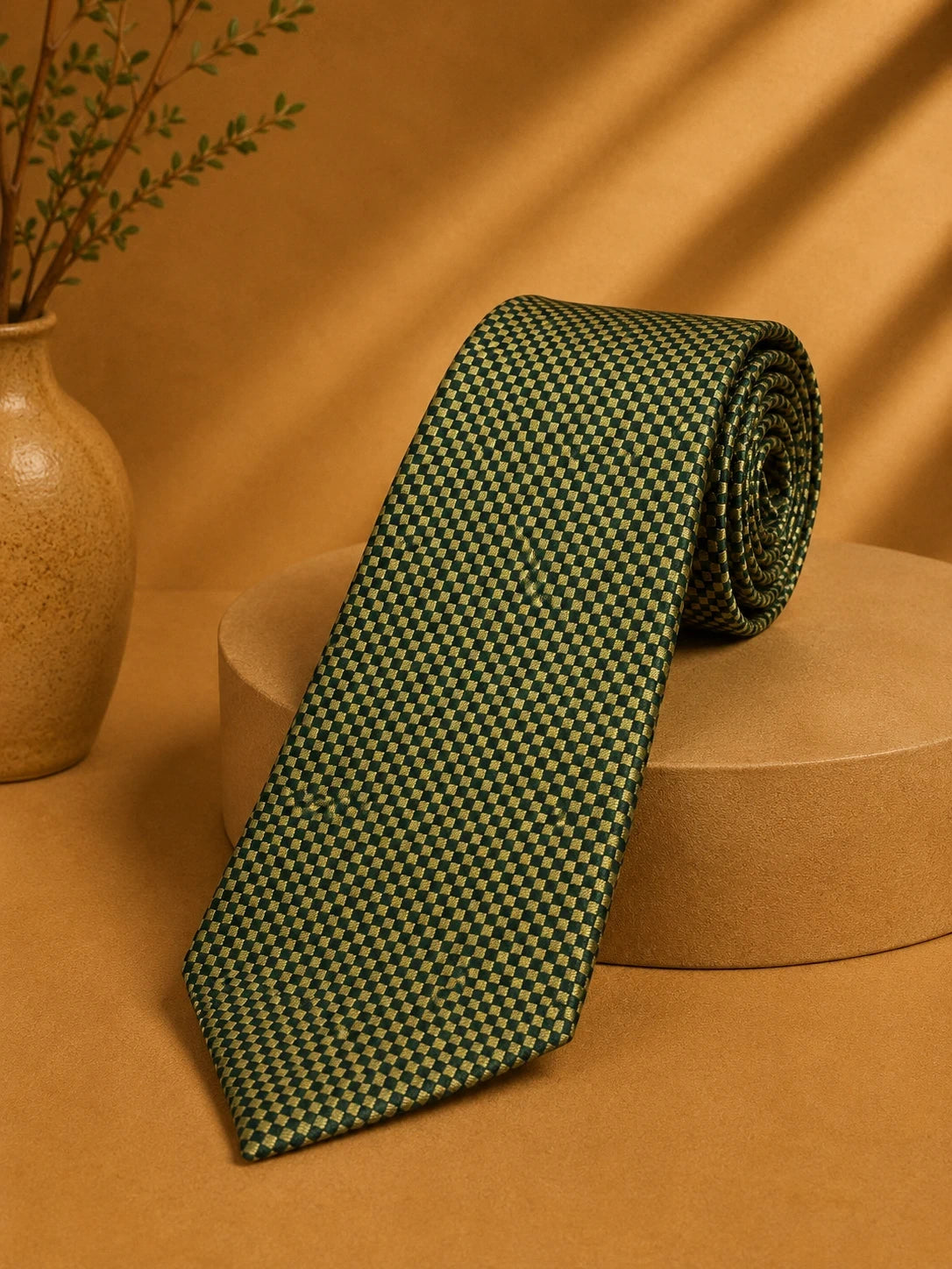 Cravatta Zanolini Verde Oliva Microfantasia Elegante Made in Italy (CR016)