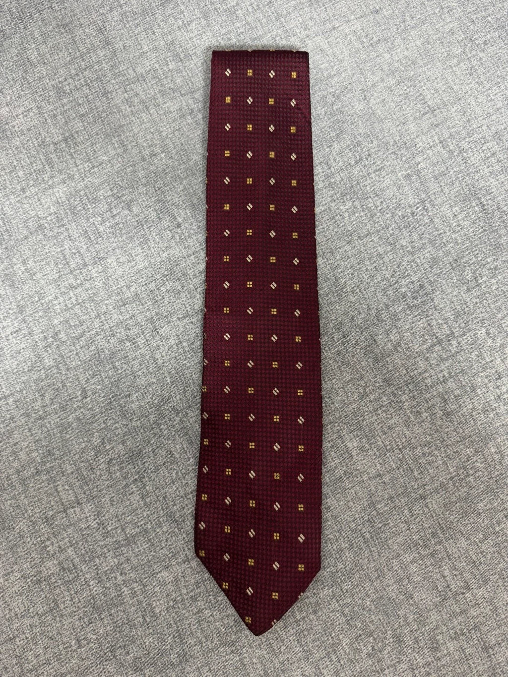 Cravatta Kiros Bordeaux Fantasia Geometrica Vintage Seta Made Italy (CR018)