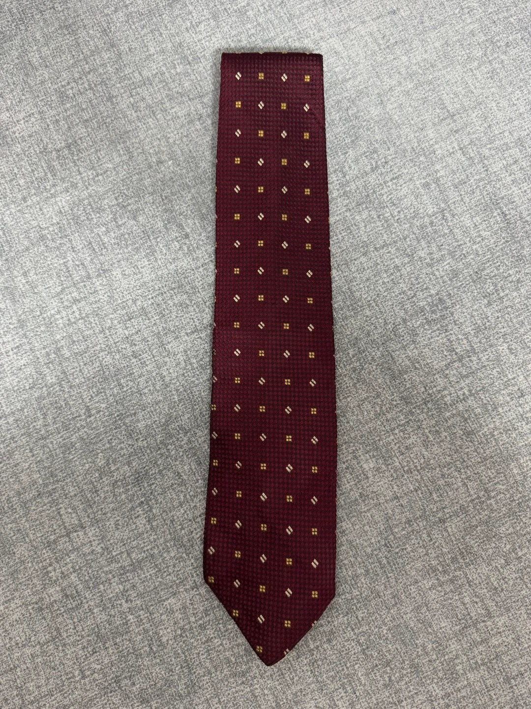 Cravatta Kiros Bordeaux Fantasia Geometrica Vintage Seta Made Italy (CR018)