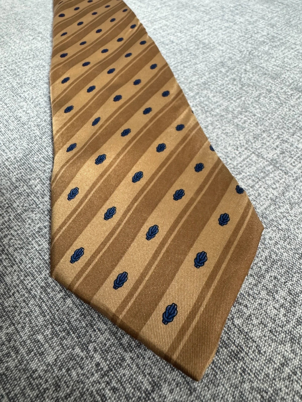 Cravatta Maxima Milano Pure Silk Beige Righe Pois Blu Made in Italy (CR019)