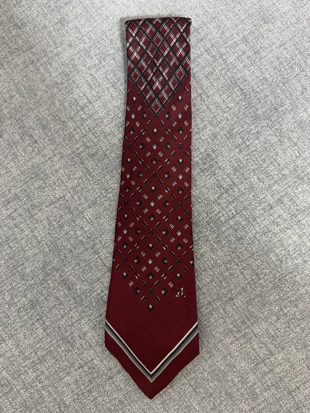 Cravatta Lancetti Bordeaux Fantasia Geometrica Seta Made in Italy (AP020)