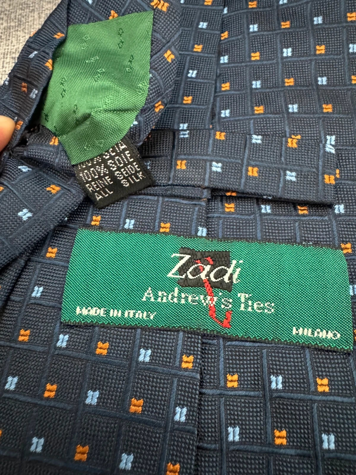 Cravatta Zodi Andre’s Ties Blu Fantasia Geometrica Seta Made Italy (CR022)