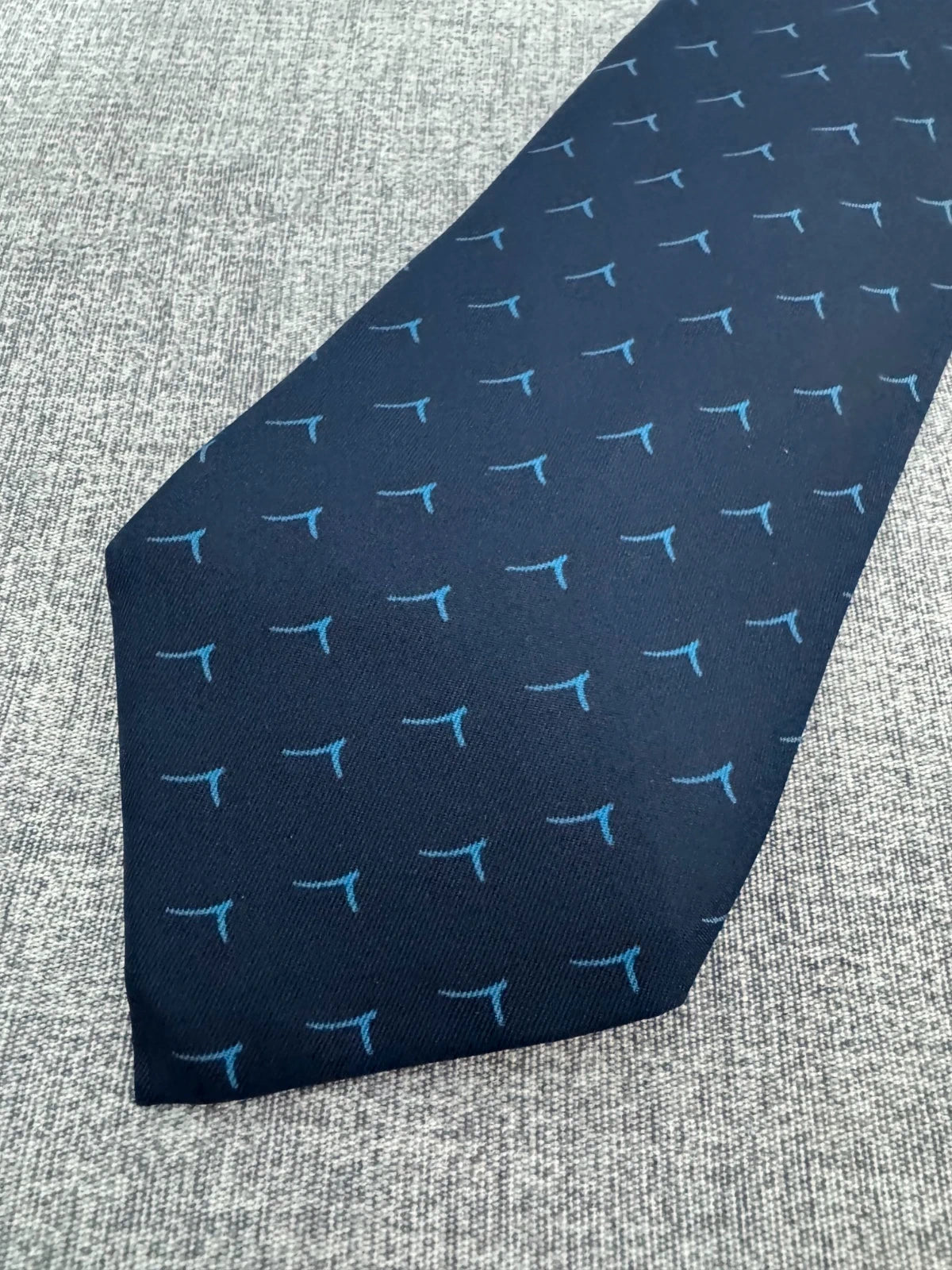 Cravatta Sergio Vintage Blu Navy Fantasia Geometrica Seta Made Italy (CR024)