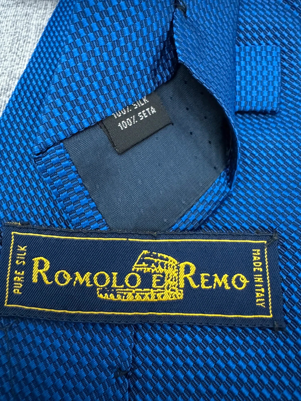 Cravatta Romolo e Remo Blu Elettrico 100% Seta Made in Italy Vintage (CR025)