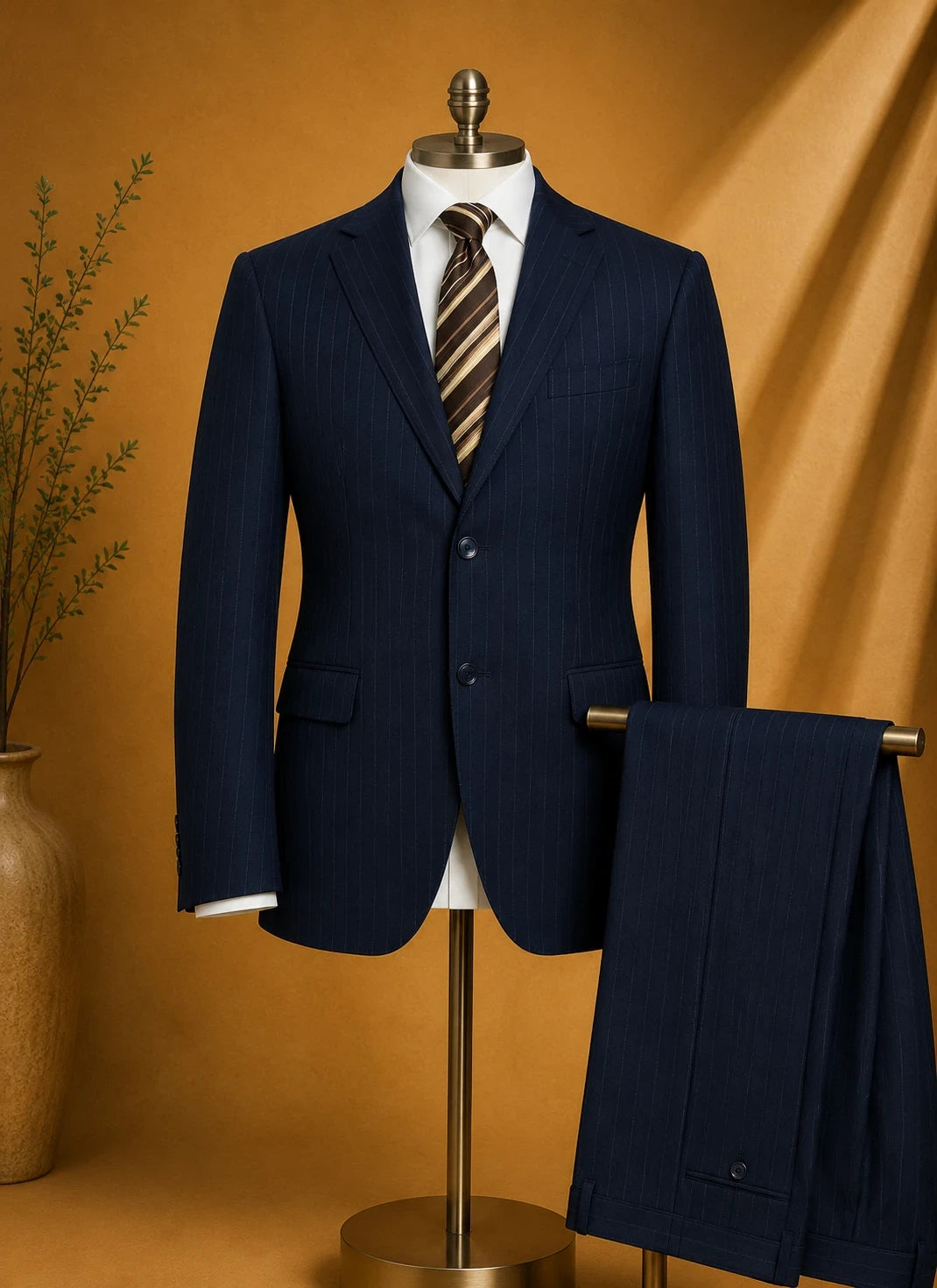 Completo uomo emporio Sartoriale blu Gessato Lana Elegante Taglia 48 (AP42)