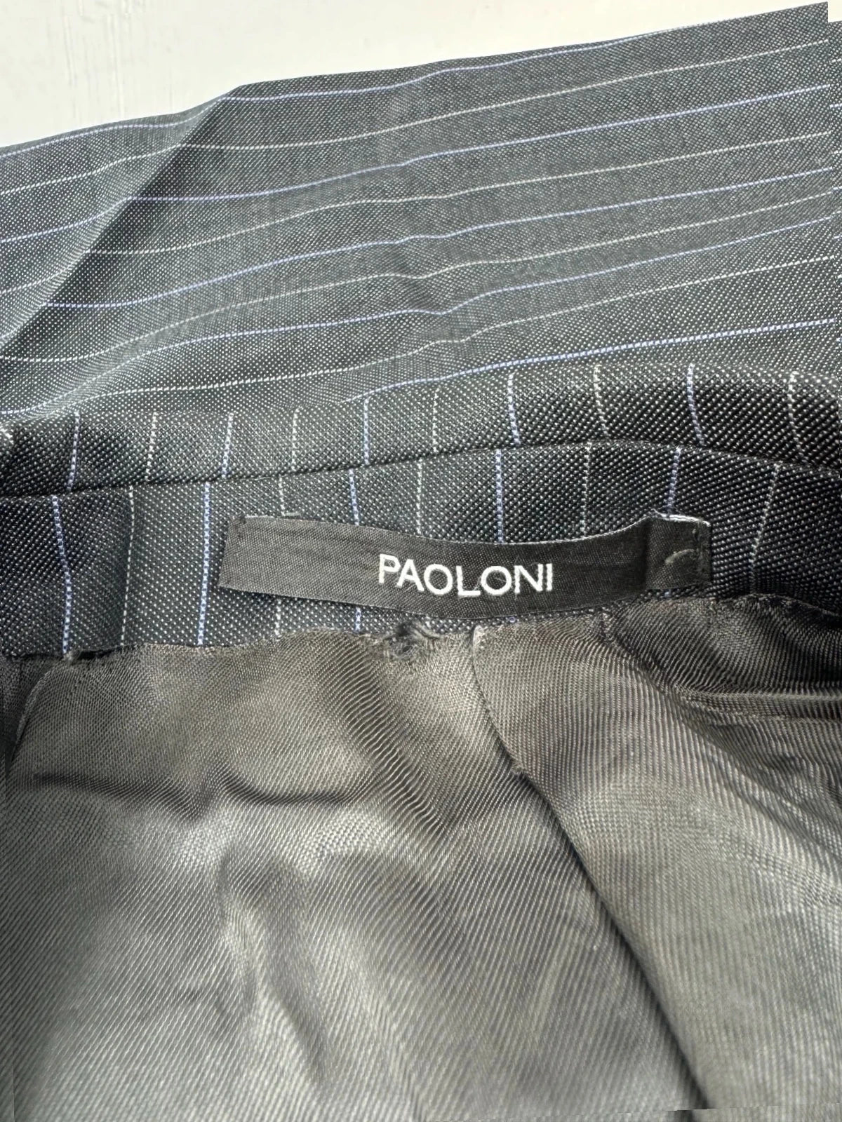 Completo Uomo paoloni Blu Gessato lana Vergine Super 120 Taglia 46 elegante (AP43)