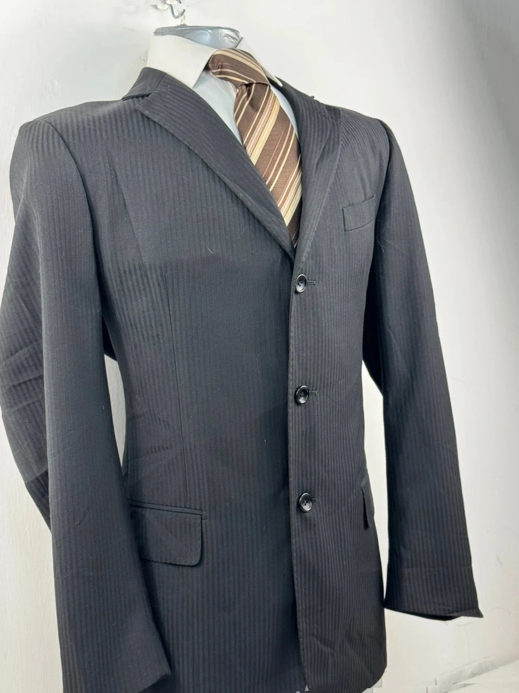 Completo Uomo Nero Gessato Cerruti super 130’s Tg 48 Sartoriale (AP48)