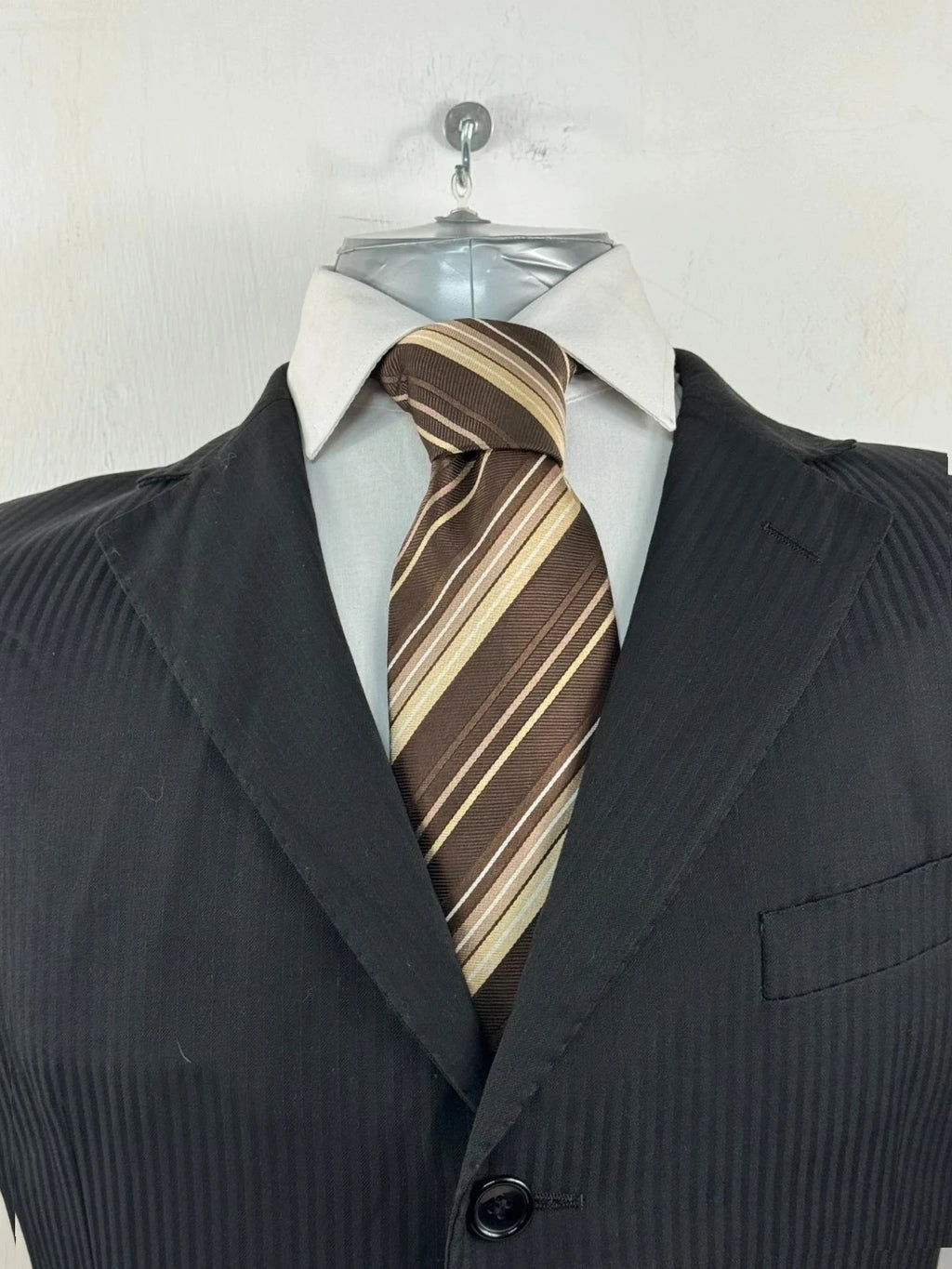 Completo Uomo Nero Gessato Cerruti super 130’s Tg 48 Sartoriale (AP48)