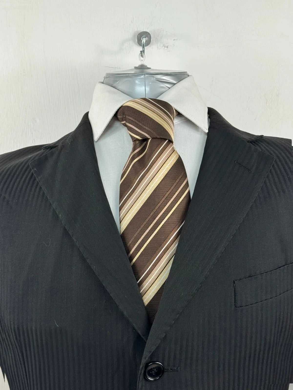 Completo Uomo Nero Gessato Cerruti super 130’s Tg 48 Sartoriale (AP48)