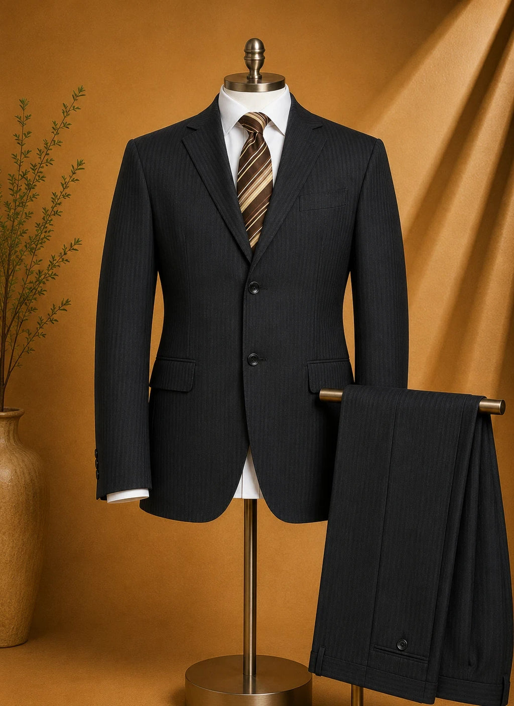 Completo Uomo Nero Gessato Cerruti super 130’s Tg 48 Sartoriale (AP48)