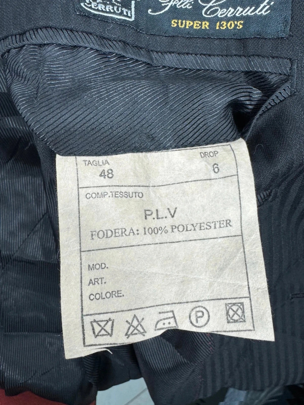 Completo Uomo Nero Gessato Cerruti super 130’s Tg 48 Sartoriale (AP48)