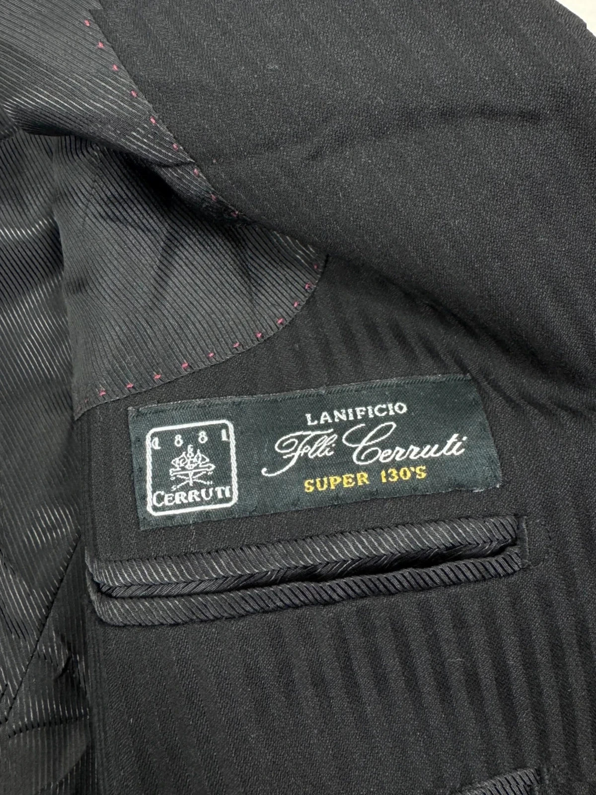 Completo Uomo Nero Gessato Cerruti super 130’s Tg 48 Sartoriale (AP48)