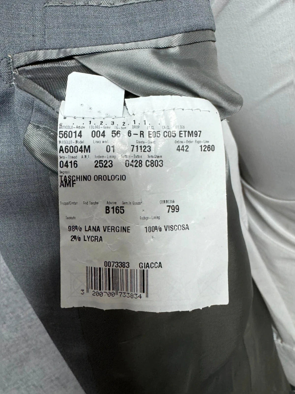 Abito Uomo TG 56 Grigio Chiaro Lana Elegante Cerimonia business (AP72)