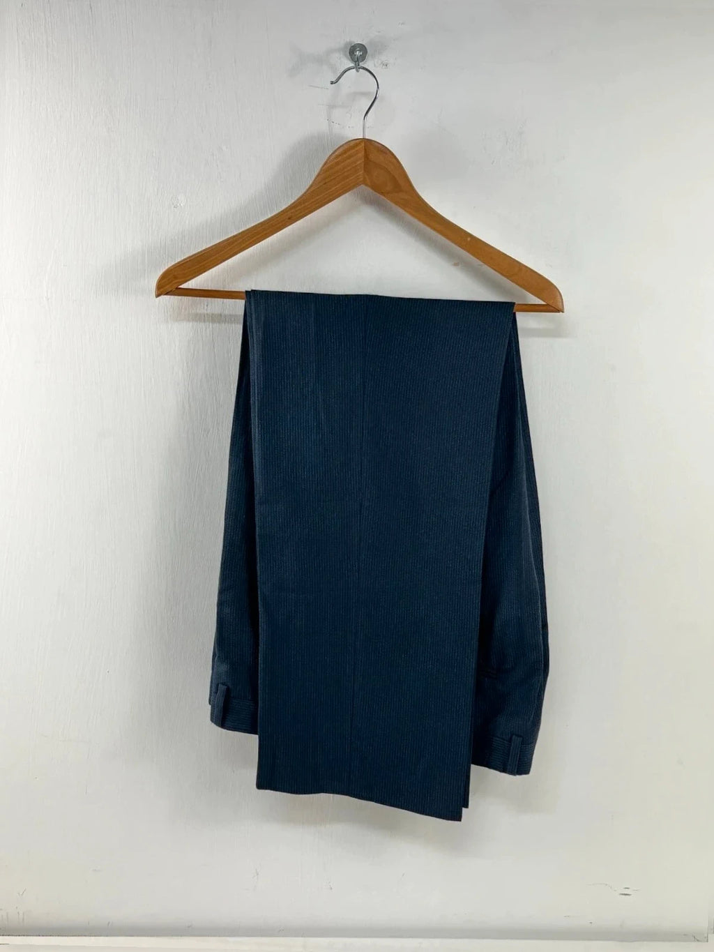 Completo Uomo Blu Gessato TG 52 lana Elegante Business Cerimonia Made in italy (AP59)