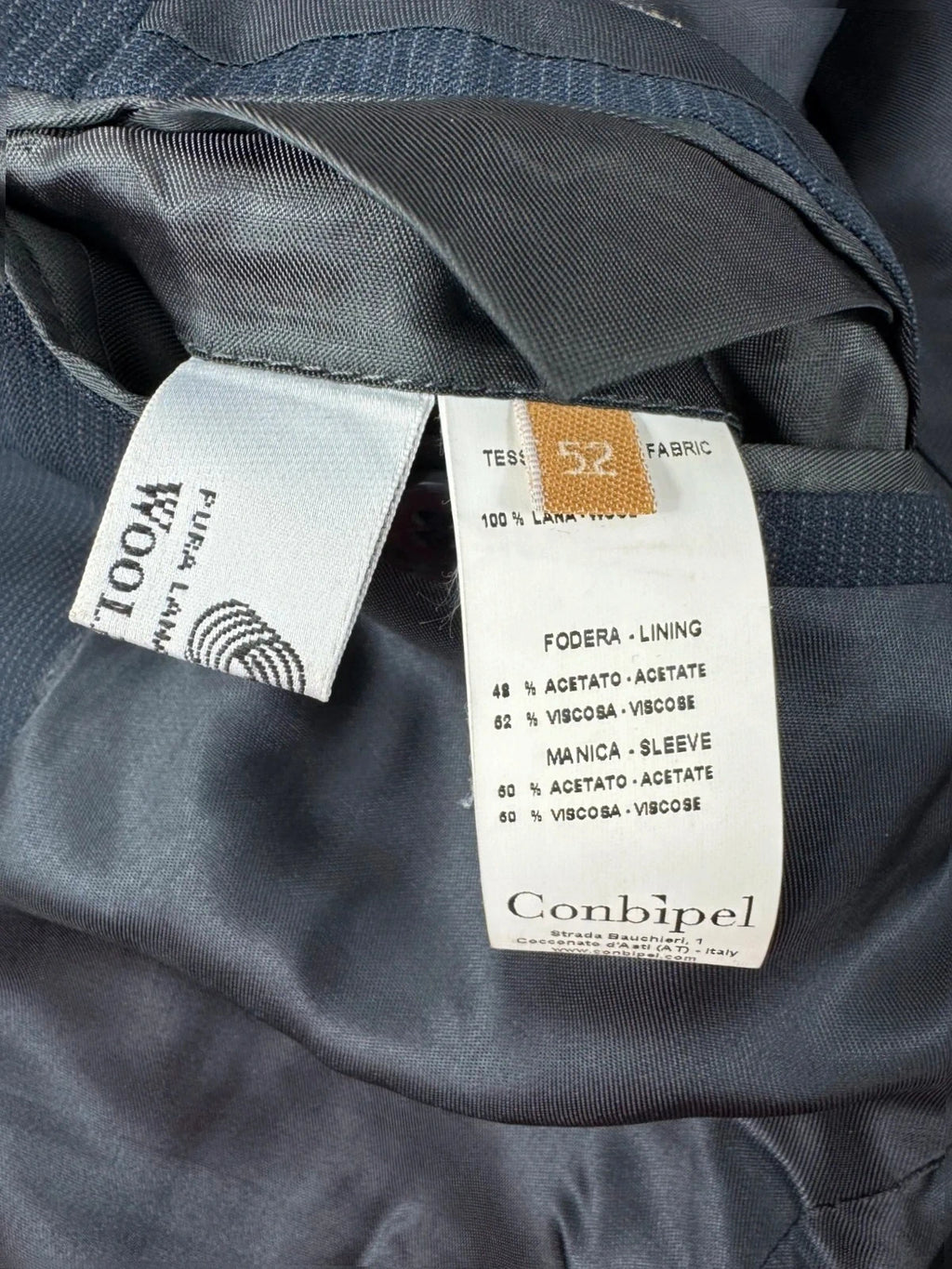 Completo Uomo Blu Gessato TG 52 lana Elegante Business Cerimonia Made in italy (AP59)