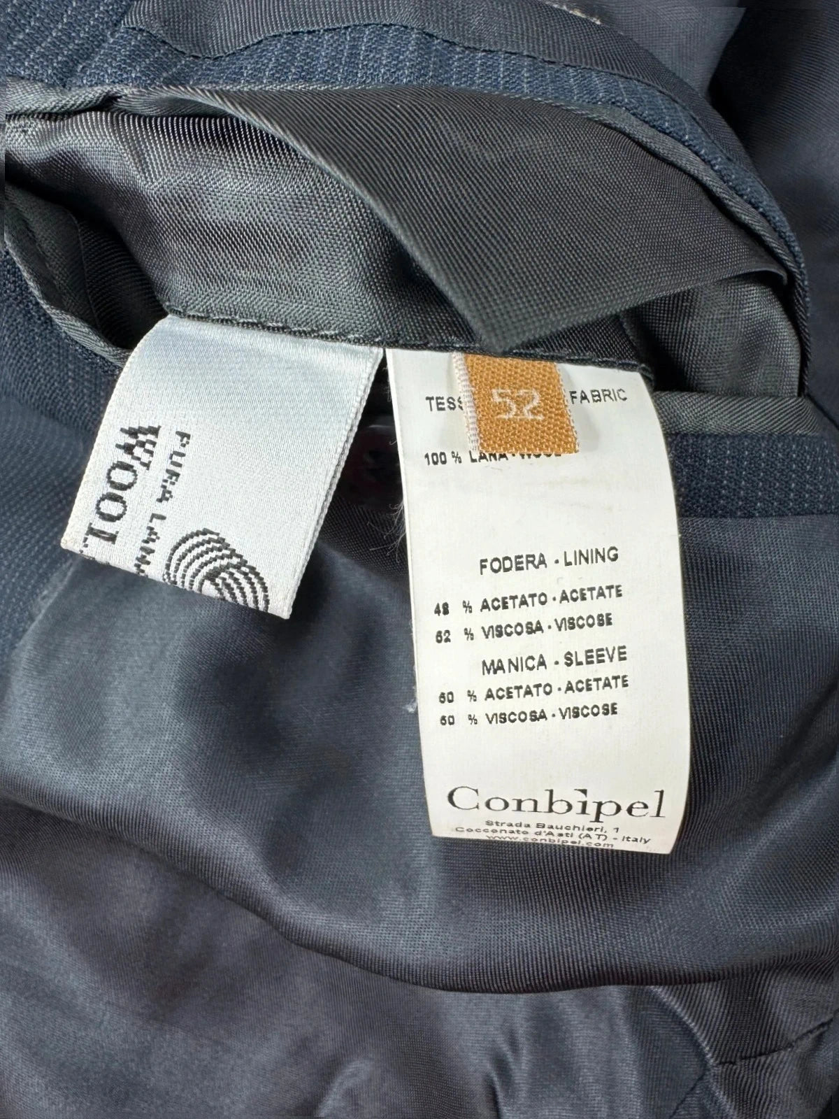 Completo Uomo Blu Gessato TG 52 lana Elegante Business Cerimonia Made in italy (AP59)