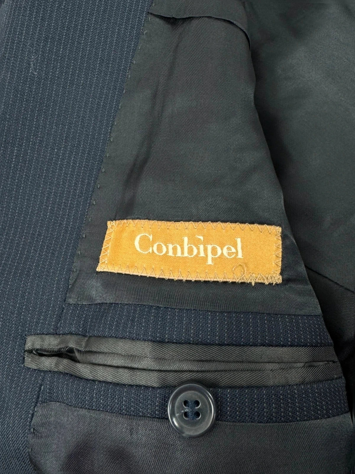 Completo Uomo Blu Gessato TG 52 lana Elegante Business Cerimonia Made in italy (AP59)
