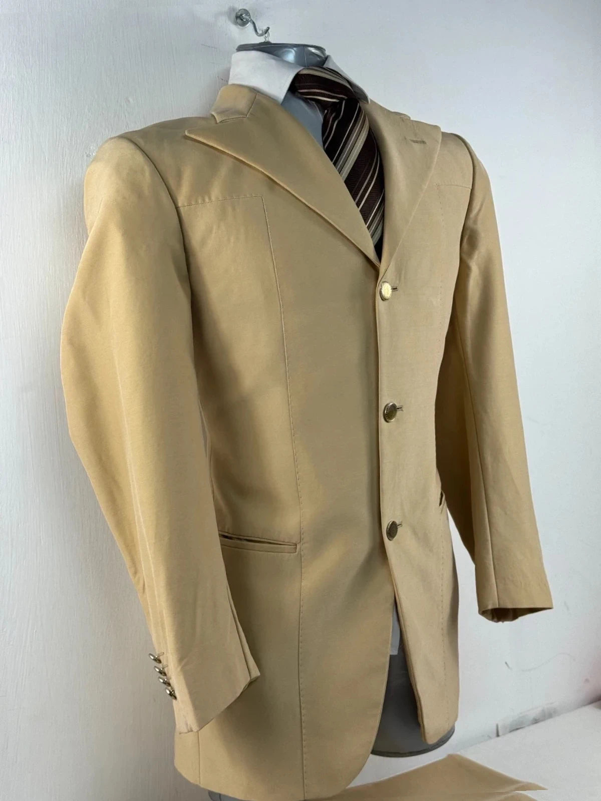 Completo Uomo beige Elegante Mestrami Made in italy Taglia 46 Lana seta (AP52)