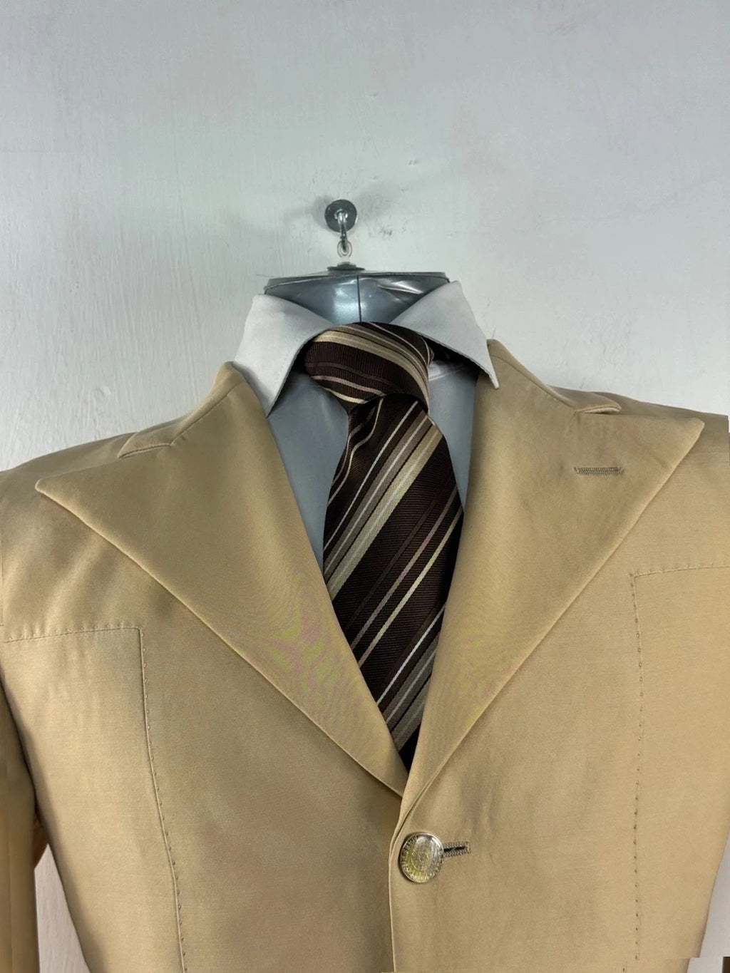 Completo Uomo beige Elegante Mestrami Made in italy Taglia 46 Lana seta (AP52)