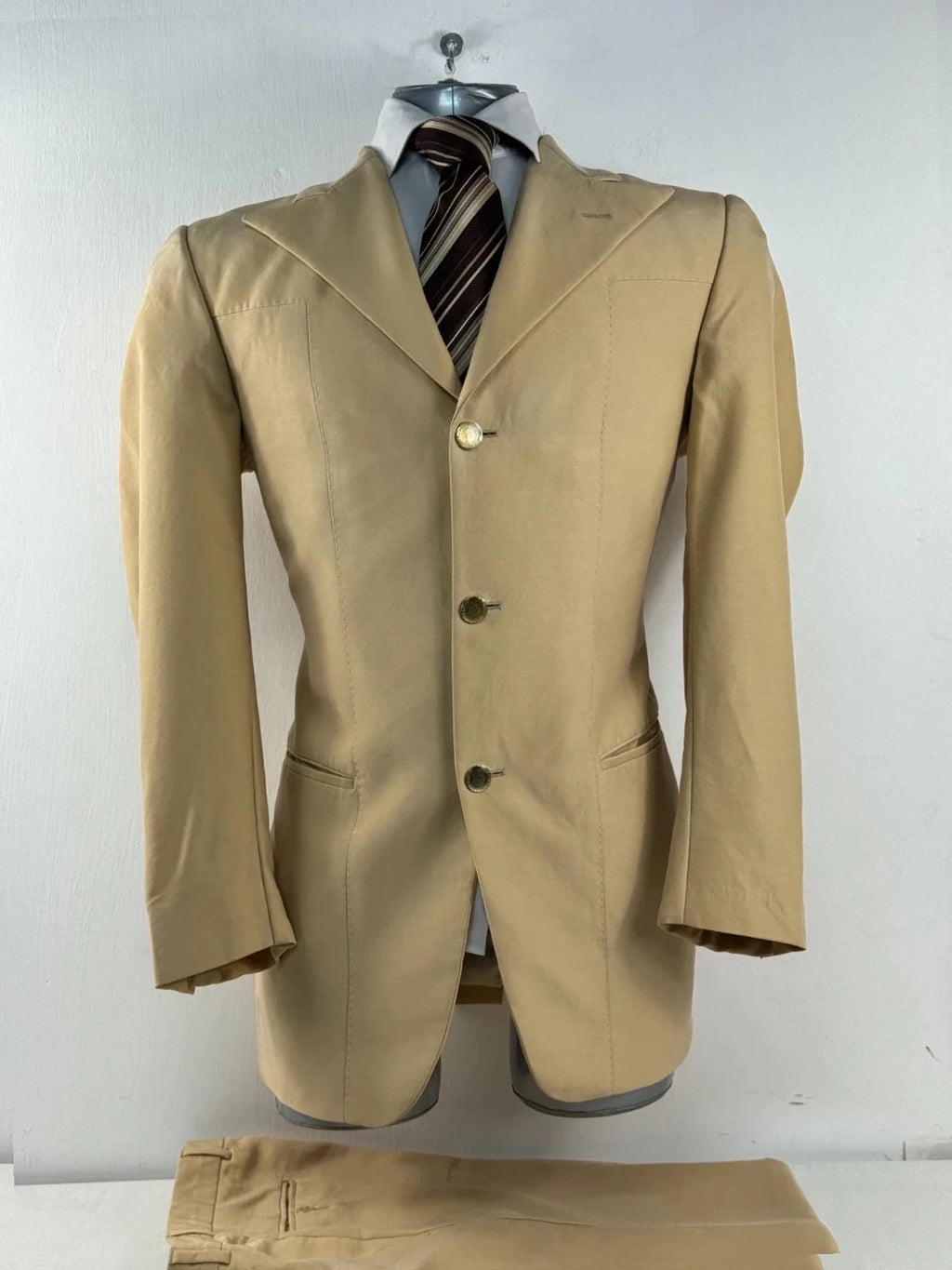 Completo Uomo beige Elegante Mestrami Made in italy Taglia 46 Lana seta (AP52)