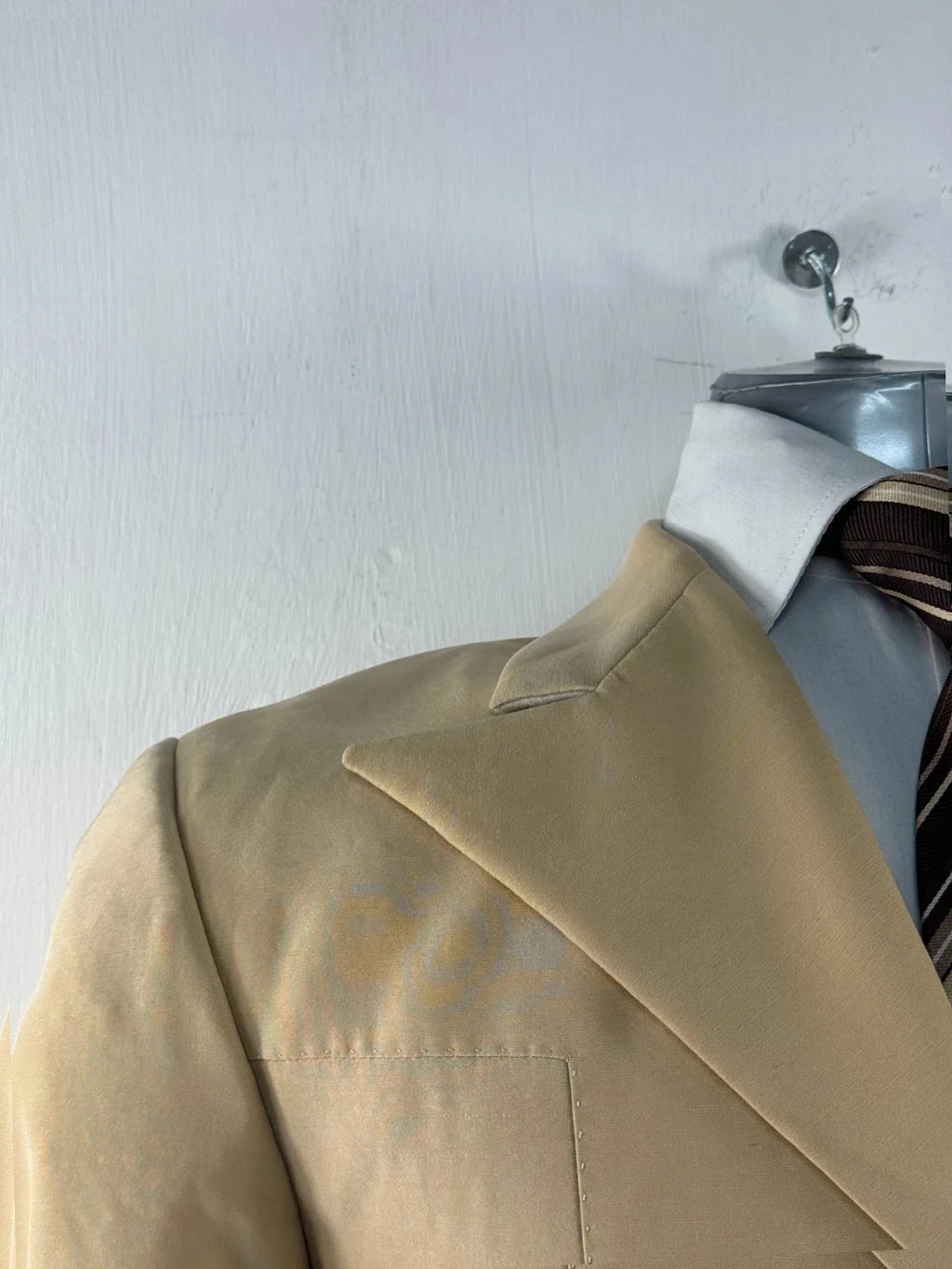 Completo Uomo beige Elegante Mestrami Made in italy Taglia 46 Lana seta (AP52)