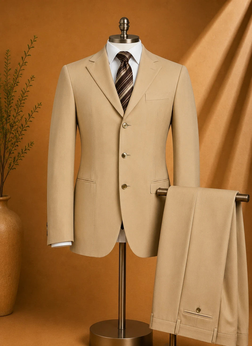 Completo Uomo beige Elegante Mestrami Made in italy Taglia 46 Lana seta (AP52)