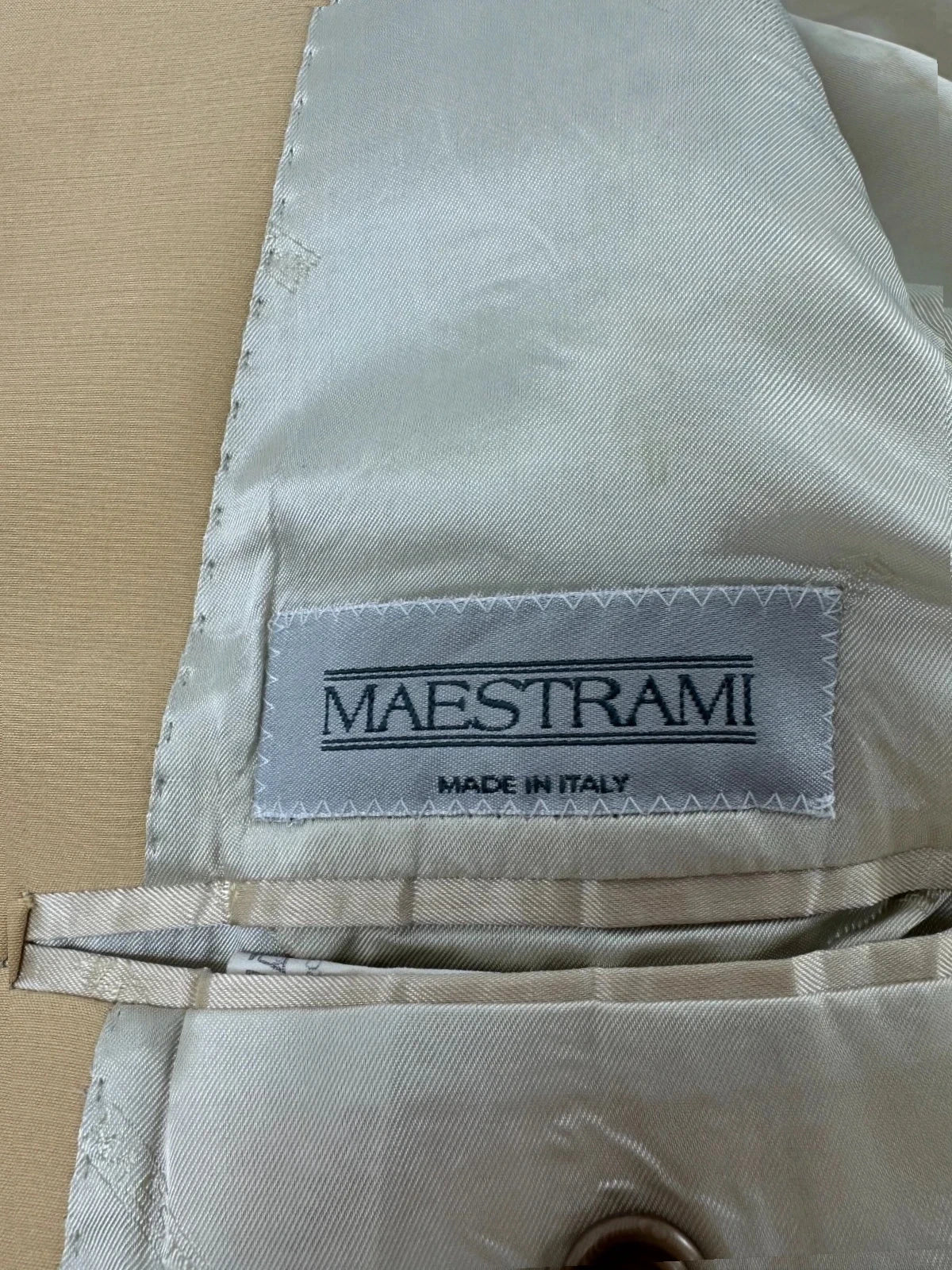 Completo Uomo beige Elegante Mestrami Made in italy Taglia 46 Lana seta (AP52)