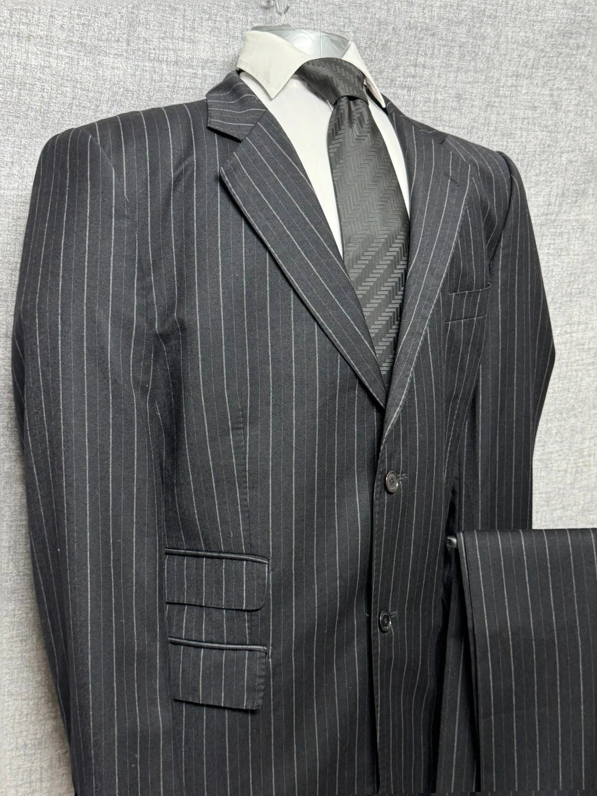 Completo Uomo gessato Nero ZARA – Lana & Cashmere – TG 56 (AP75)
