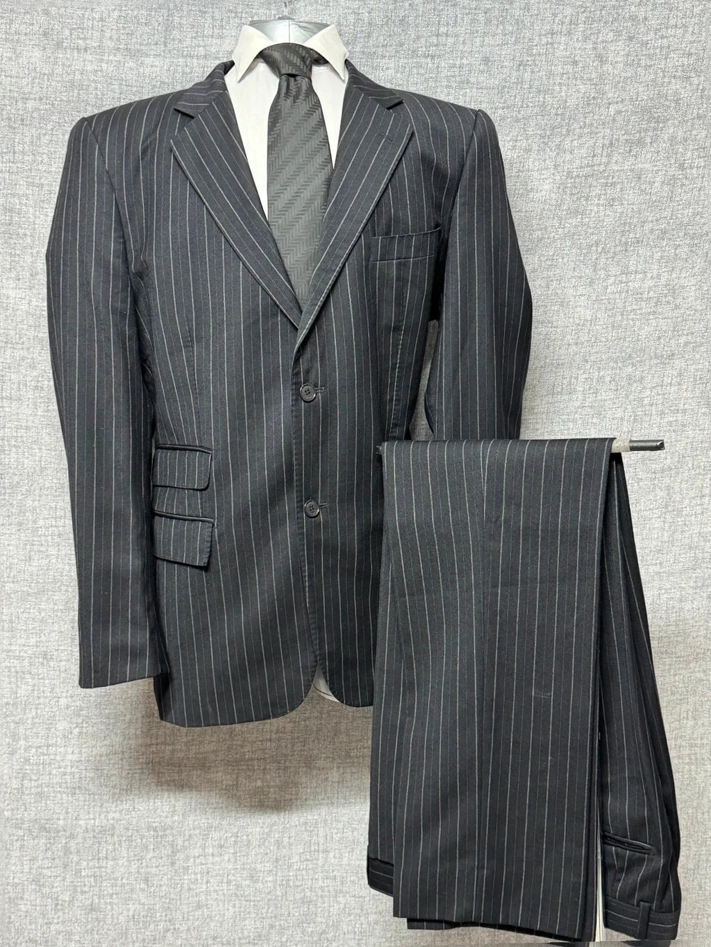 Completo Uomo gessato Nero ZARA – Lana & Cashmere – TG 56 (AP75)