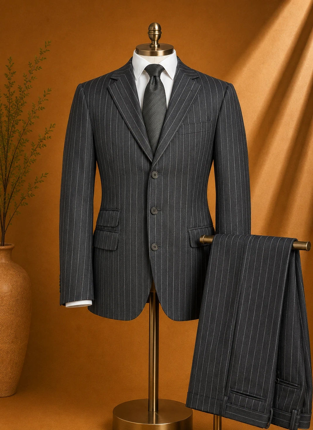 Completo Uomo gessato Nero ZARA – Lana & Cashmere – TG 56 (AP75)