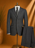 Completo Uomo gessato Nero ZARA – Lana & Cashmere – TG 56 (AP75)