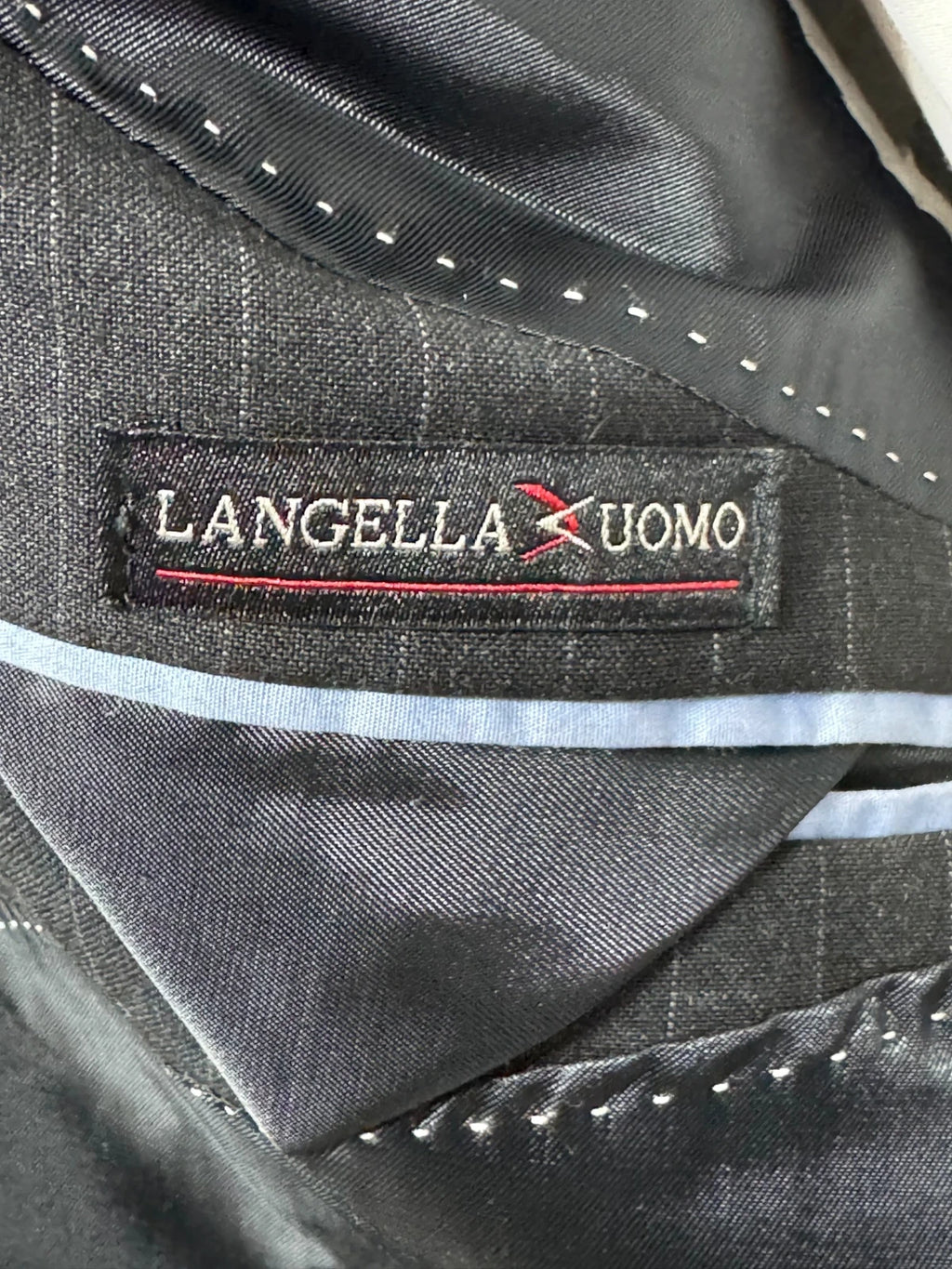 Abito Uomo Langella Uomo TG 56 Grigio Gessato Elegante Pura Lana Cerimonia (AP105)