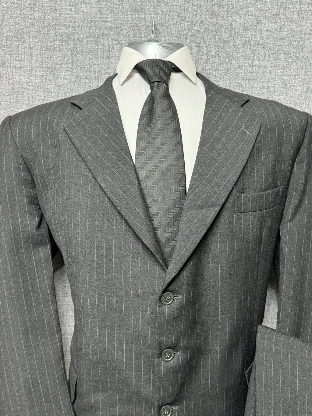 Abito Uomo Langella Uomo TG 56 Grigio Gessato Elegante Pura Lana Cerimonia (AP105)