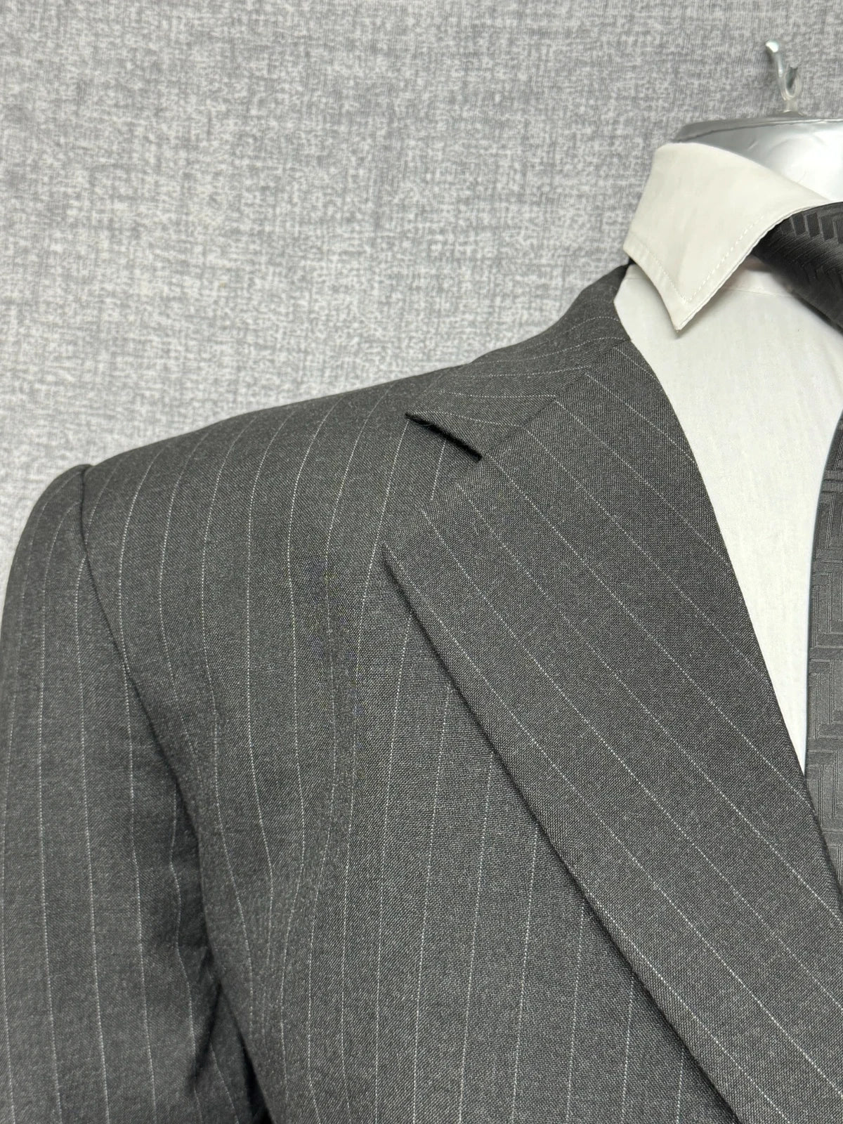 Abito Uomo Langella Uomo TG 56 Grigio Gessato Elegante Pura Lana Cerimonia (AP105)