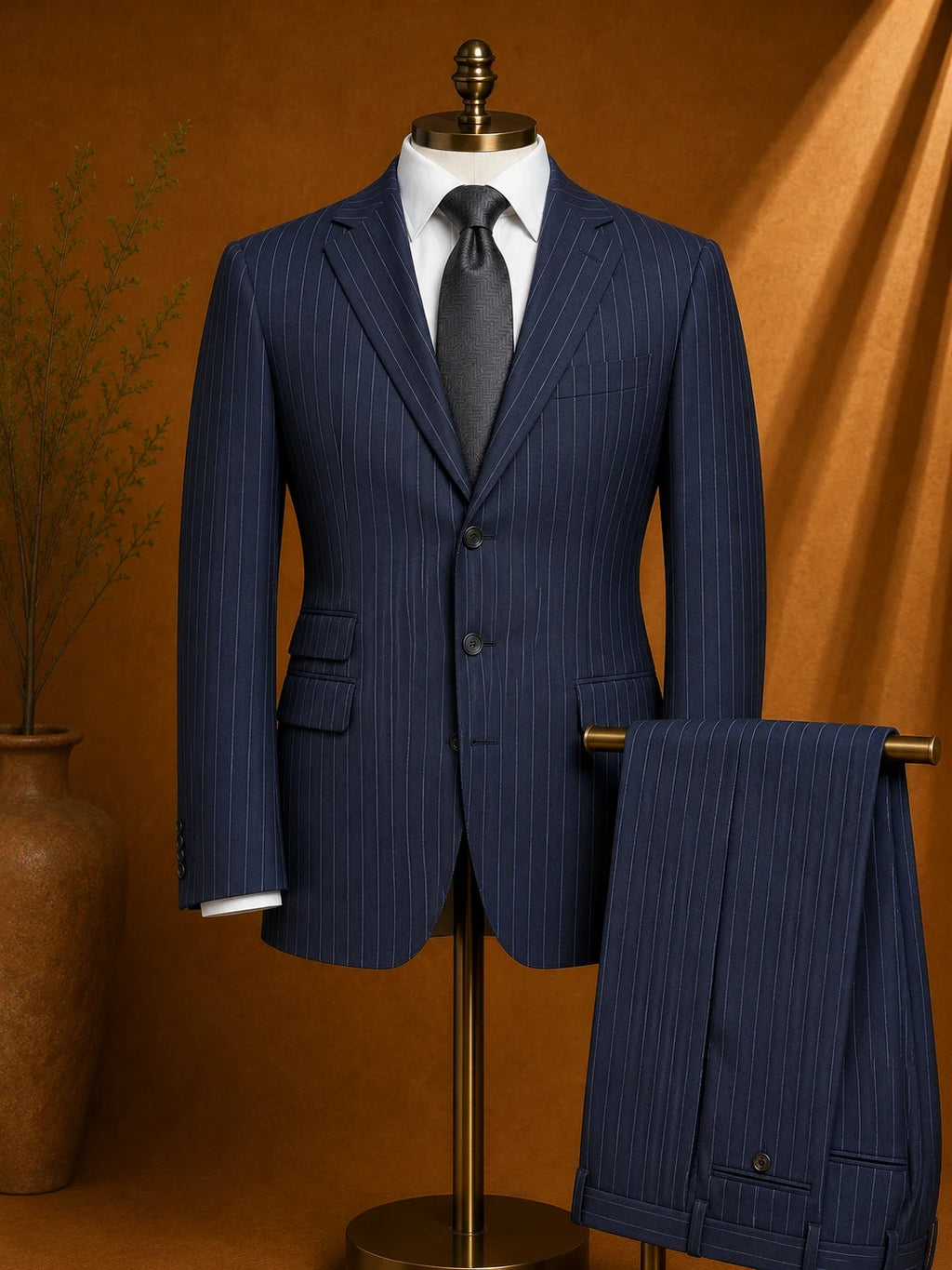 Abito Uomo Rossetti Uomo TG 56 Gessato Blu Elegante Pura Lana Vergine Cerimonia (AP107)