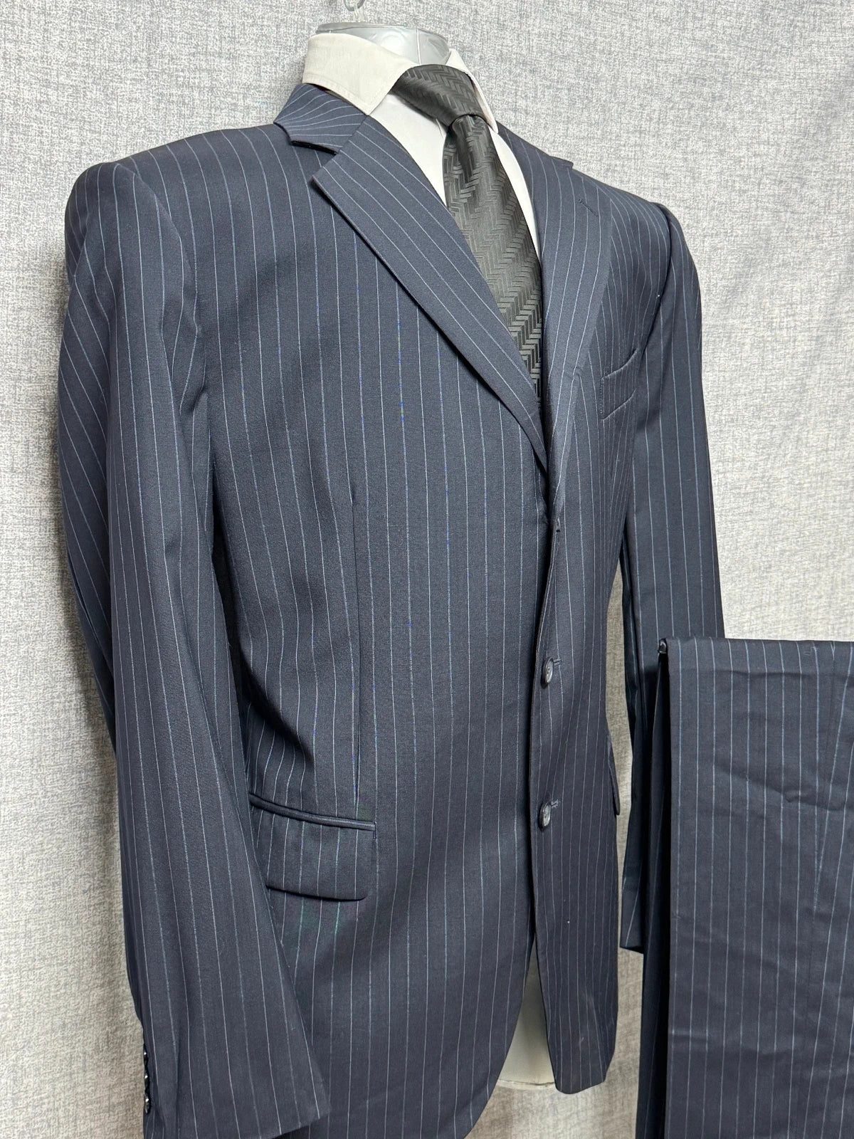 Abito Uomo Rossetti Uomo TG 56 Gessato Blu Elegante Pura Lana Vergine Cerimonia (AP107)