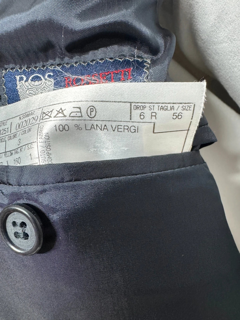 Abito Uomo Rossetti Uomo TG 56 Gessato Blu Elegante Pura Lana Vergine Cerimonia (AP107)