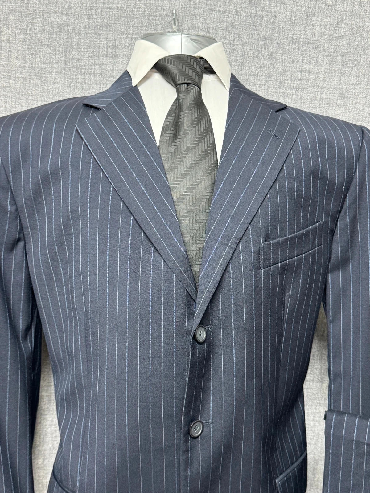 Abito Uomo Rossetti Uomo TG 56 Gessato Blu Elegante Pura Lana Vergine Cerimonia (AP107)