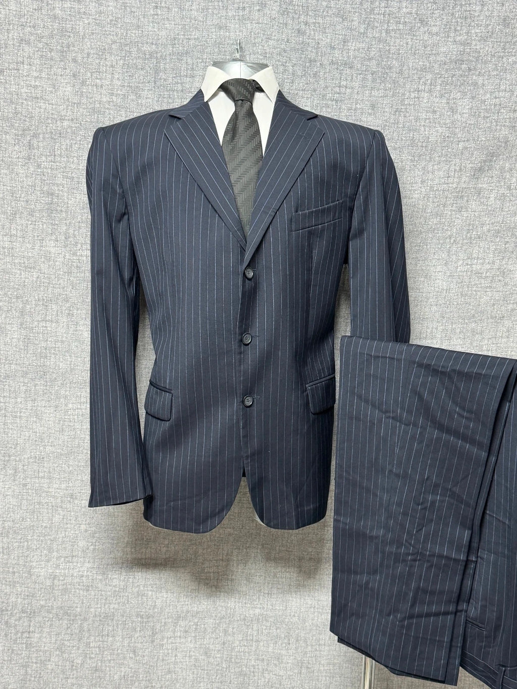 Abito Uomo Rossetti Uomo TG 56 Gessato Blu Elegante Pura Lana Vergine Cerimonia (AP107)