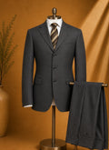 Completo Uomo gessato grigio lana Super 100’s elegante sartoriale (AP64)