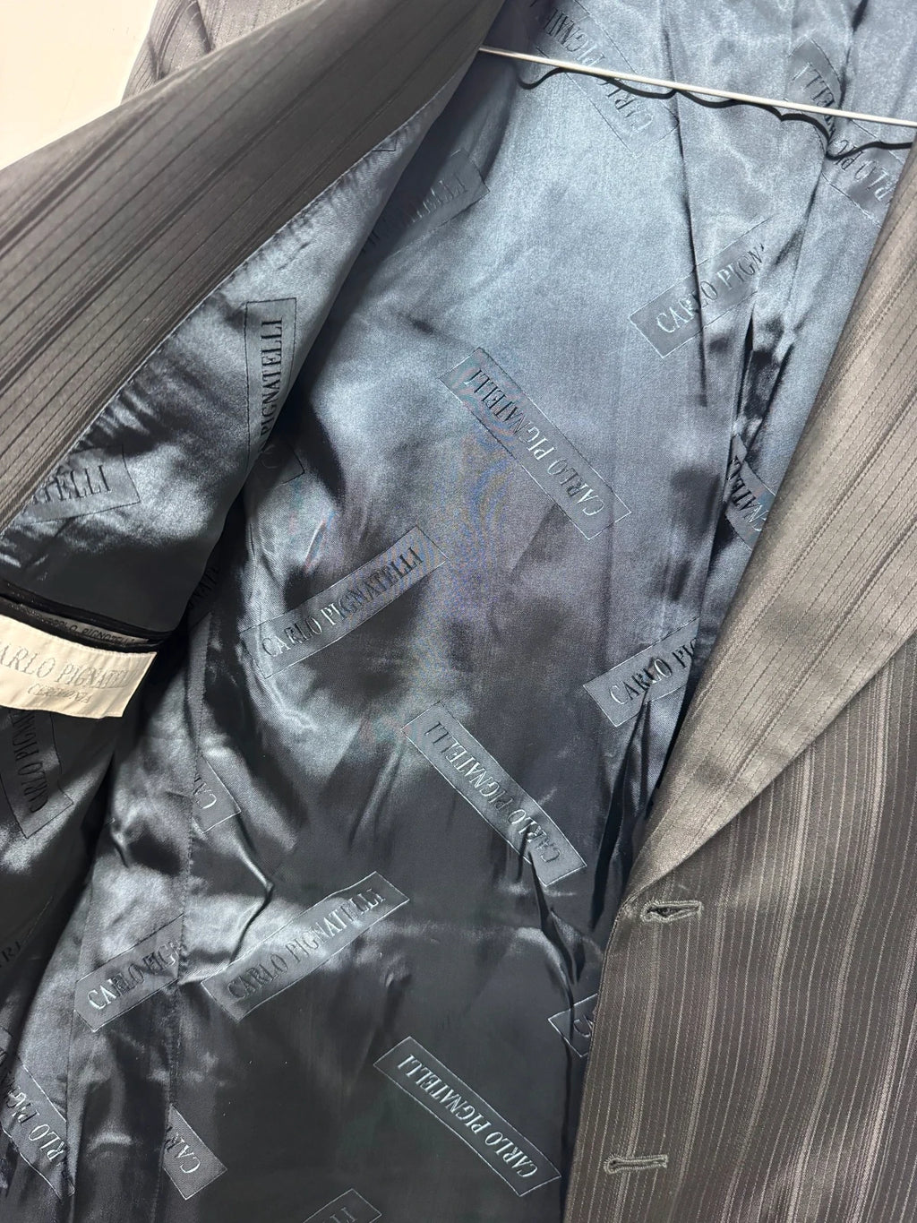 Giacca Blazer Uomo Carlo Pignatelli Taglia 50 Cerimonia Gessato Nero Elegante Made in Italy (AP134)